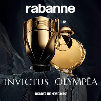 Entdecke die neuen Elixiere Invictus und Olympéa von Rabanne.