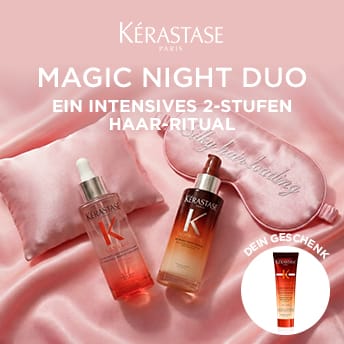 Aktion von Kérastase für das Magic Night Duo, ein intensives 2-Stufen Haar-Ritual, inklusive Gratis-Geschenk.