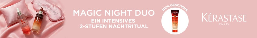 Aktion von Kérastase für das Magic Night Duo, ein intensives 2-Stufen Haar-Ritual, inklusive Gratis-Geschenk.
